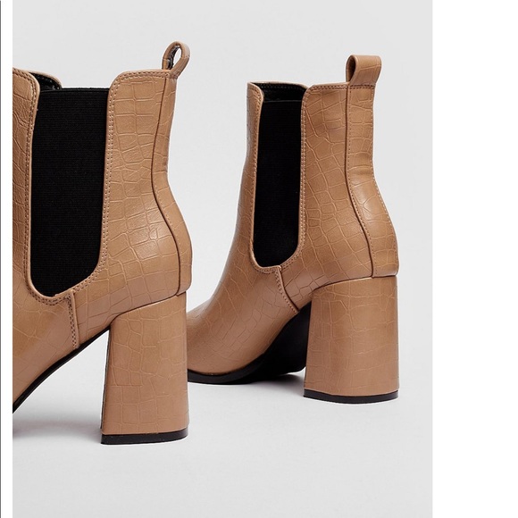 Croc faux leather heeled ankle boots - Picture 4 of 6